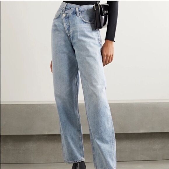 Agolde Criss Cross Upsized Blue Jeans High Waist Straight Leg Size 23 - Picture 9 of 12